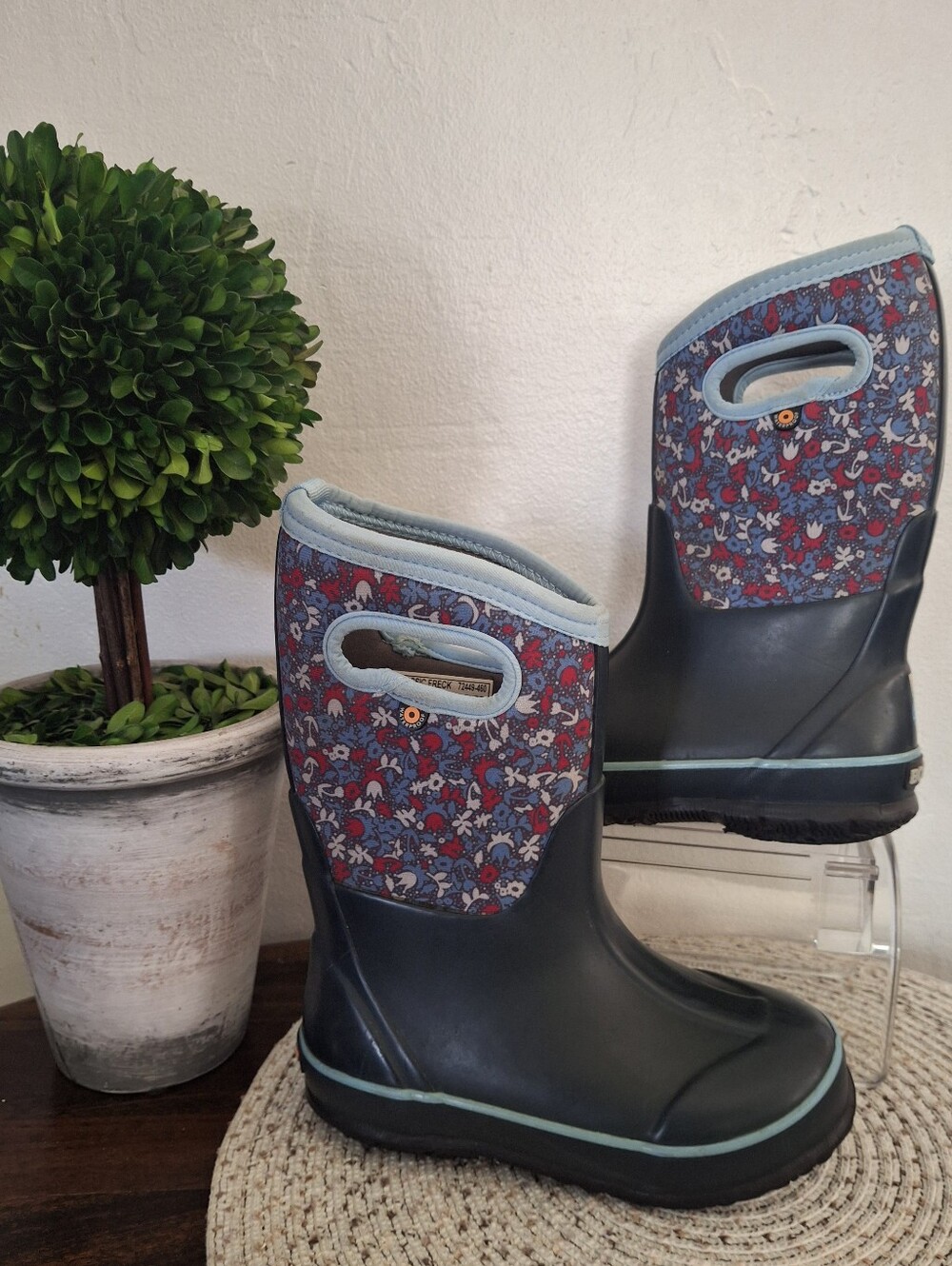 Bogs Kids Navy Blue Floral Rain & Snow Boots